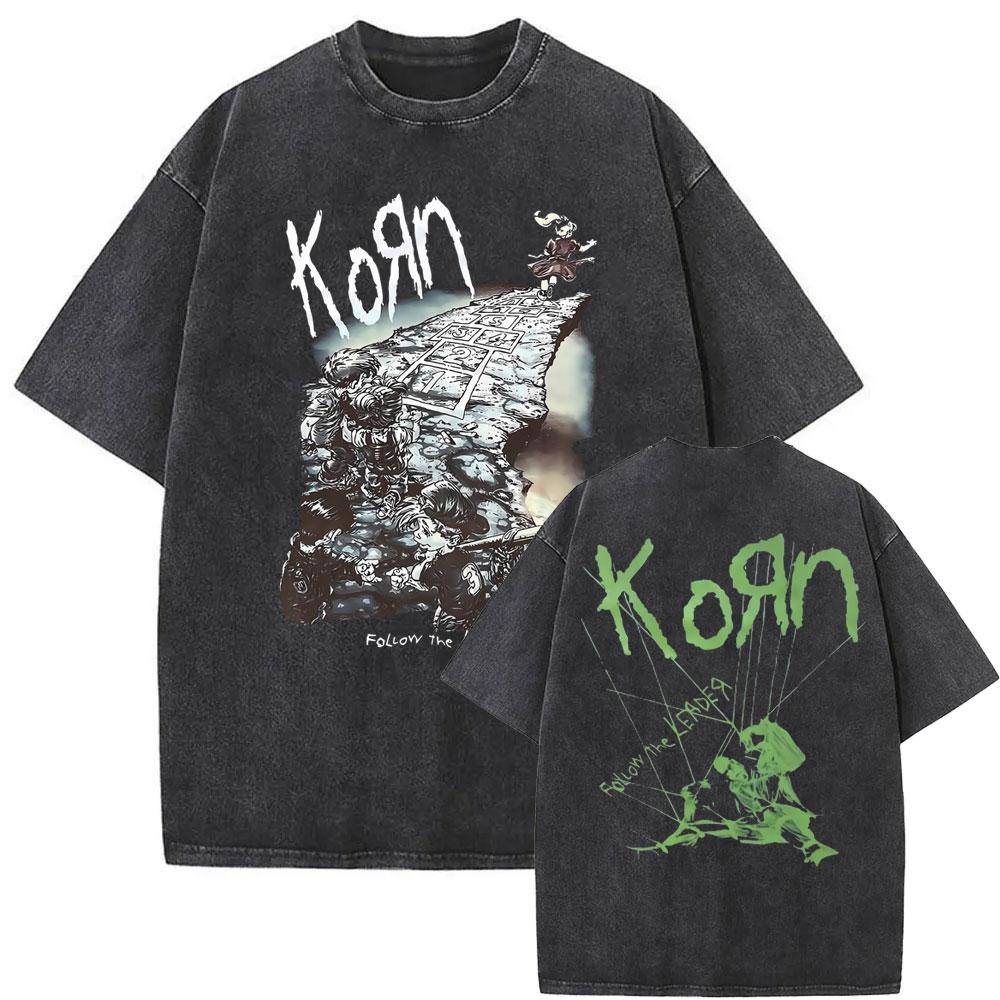Gewaschenes Vintage-Rockband Korn Ftl 25 Follow The Leader T-Shirt Herren Gothic Casual Oversized Tees Herren T-Shirt Herren Vintage T-Shirt L von Joom DACH