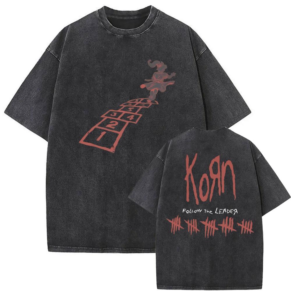 Gewaschenes Vintage-Rockband Korn Ftl 25 Follow The Leader T-Shirt Herren Gothic Casual Oversized Tees Herren T-Shirt Herren Vintage T-Shirt M von Joom DACH