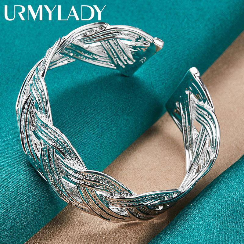 Gewebter Armreif aus 925er-Sterlingsilber für Damen, modischer Charm-Schmuck MD024 von Joom DACH