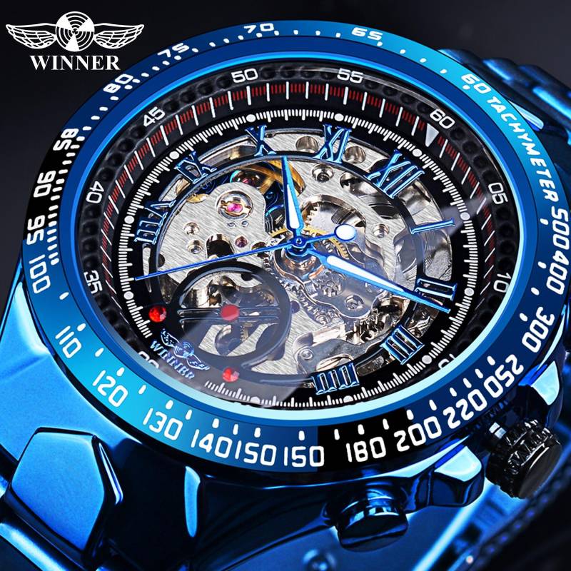 Gewinner Mechanische Sport Design Lünette Goldene Uhr Herrenuhren Top-marke Luxus Montre Homme Uhr Männer Automatische Skeleton Uhr von Joom DACH