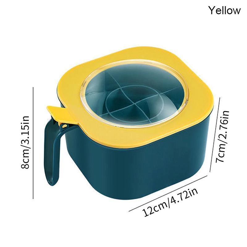 Gewürzdose, Gewürzbox mit Löffel, mehrere Fächer, Salz, Pfeffer, Gewürze, Gewürzbehälter, Gläser, Töpfe, Küchenzubehör gelb von Joom DACH