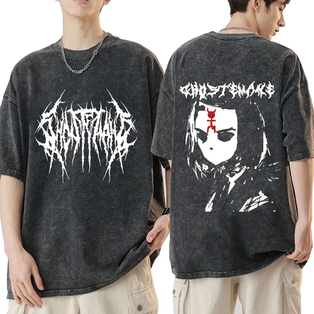 Ghostemane Doppelseitig bedrucktes gewaschenes T-Shirt für Herren und Damen, modische T-Shirts, Metal Rock, Vintage, Distressed-T-Shirt, Streetwear XL von Joom DACH