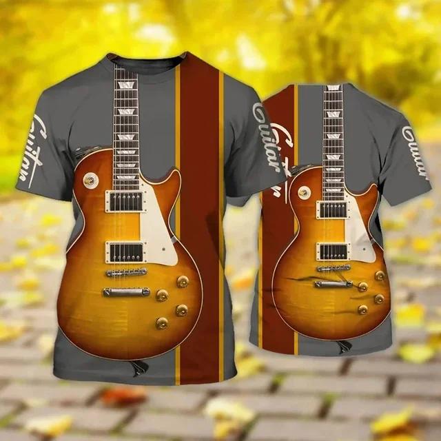 Gibson Gitarre Herren T-Shirts E-Gitarrist Rockeras Tees Musikschule Design 3D-Druck Kleidung Damen Benutzerdefinierter Name L von Joom DACH