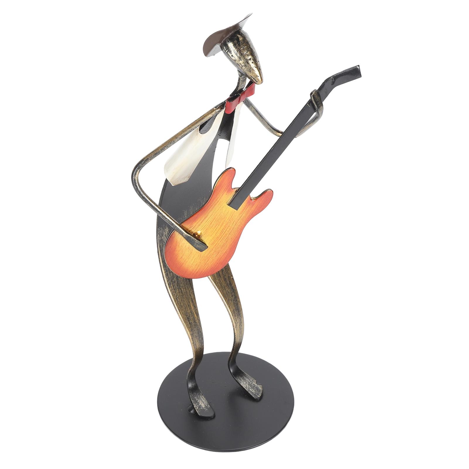 Gitarrenspieler-Statue, Desktop-Dekor, realistische, lebensechte, matte Oberfläche, Metall-Gitarren-Musiker-Skulptur von Joom DACH