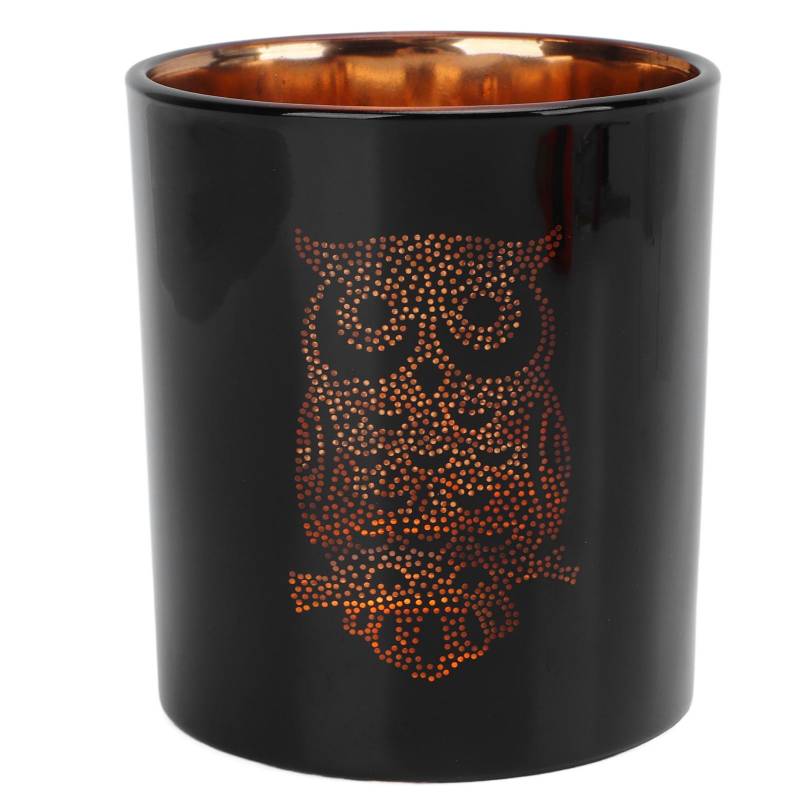 Glas Votivkerzenhalter Nachteule Langlebig Geruchlos Schwarzes Glas Romantischer Teelichthalter von Joom DACH