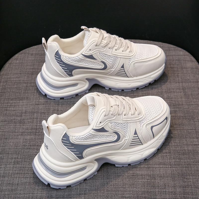 Gleicher Stil Papa Schuhe Damen Sommer Höhenerhöhend Schnürschuhe Damen Schuhe Trendiger Atmungsaktiver Mesh Freizeit Sneaker 40 beige von Joom DACH