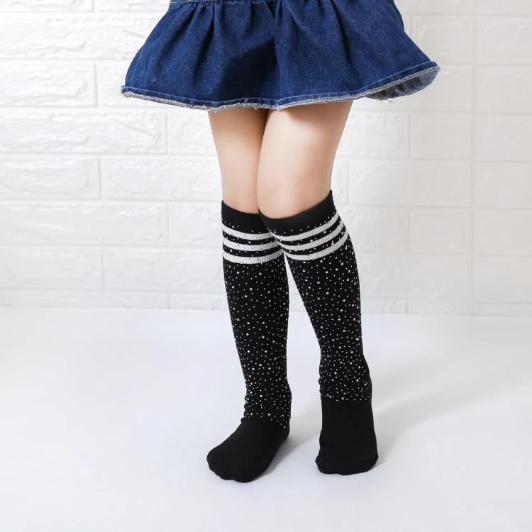 Glitzer Strass Kinder Socken Neue Mode Gestreifte Mid-Calf Baumwollsocken für Jungen Mädchen Rutschfest Bequem Kinder Crew Socken von Joom DACH