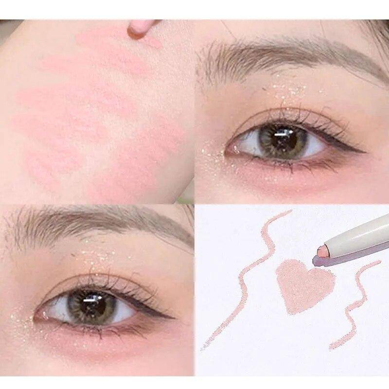 Glitzer-Eyeliner, liegender Seidenraupenstift, mattierter Lidschatten, langlebig, wasserdicht, schnell trocknend, glänzende Augen-Make-up-Kosmetik von Joom DACH