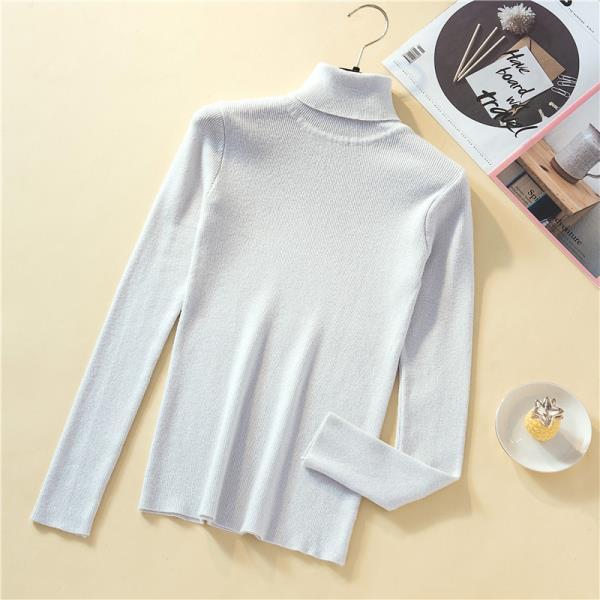 Glitzernder Seidenpullover, Winter Enganliegendes Langarm-Basisshirt mit hohem Kragen, Glänzender goldfarbener Strickpullover für Damen One size weiß von Joom DACH