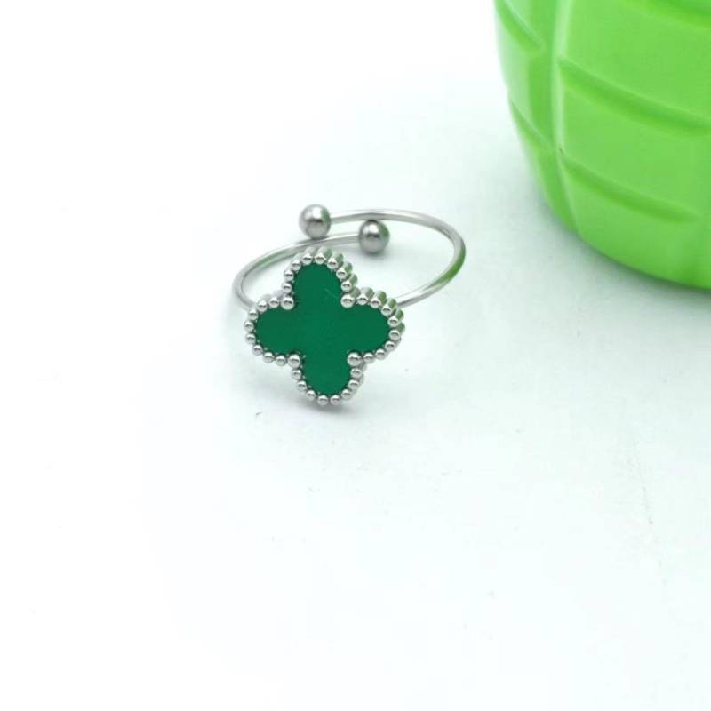 Glücksring mit vierblättrigem Kleeblatt, Herren- und Damenmodelle, offen und verstellbar, modischer Hundert-Match-Ring, hochwertiger Handschmuck von Joom DACH