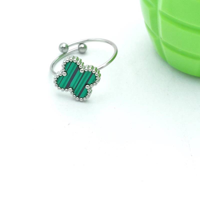 Glücksring mit vierblättrigem Kleeblatt, Herren- und Damenmodelle, offen und verstellbar, modischer Hundert-Match-Ring, hochwertiger Handschmuck von Joom DACH