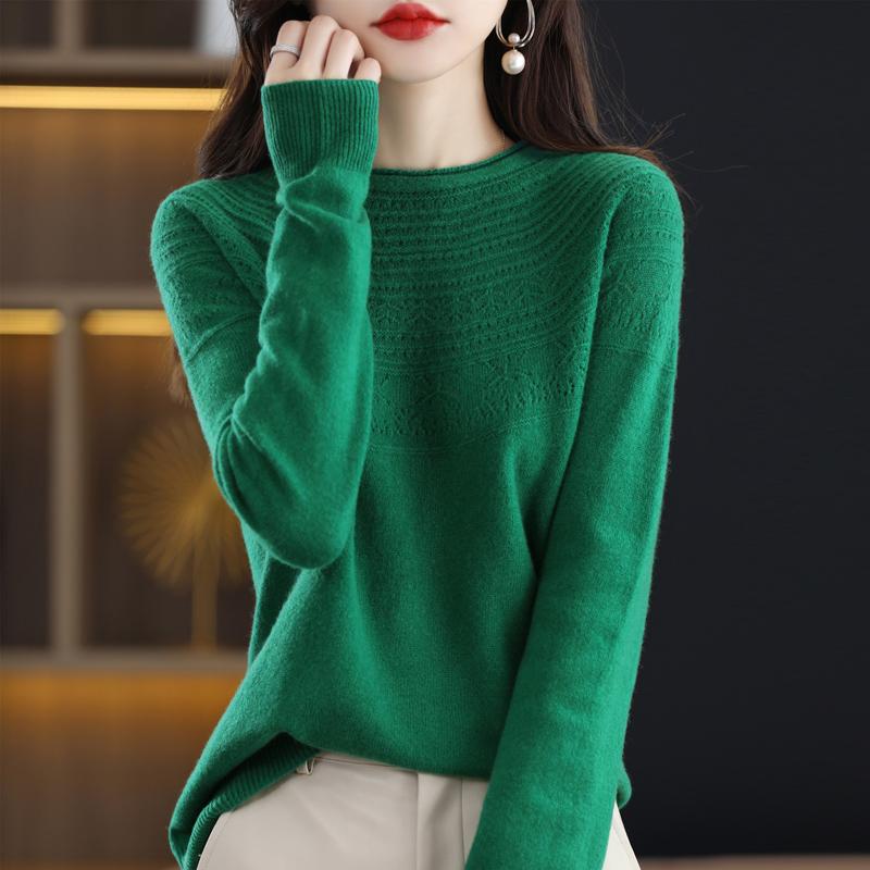 Gnade Komfort Herbst Winter Weibliche Mock-Neck Kaschmir 100% Merino Wolle Twisted Pullover Frauen Gestrickte Pullover Mode Lose ClothingTops L grün von Joom DACH