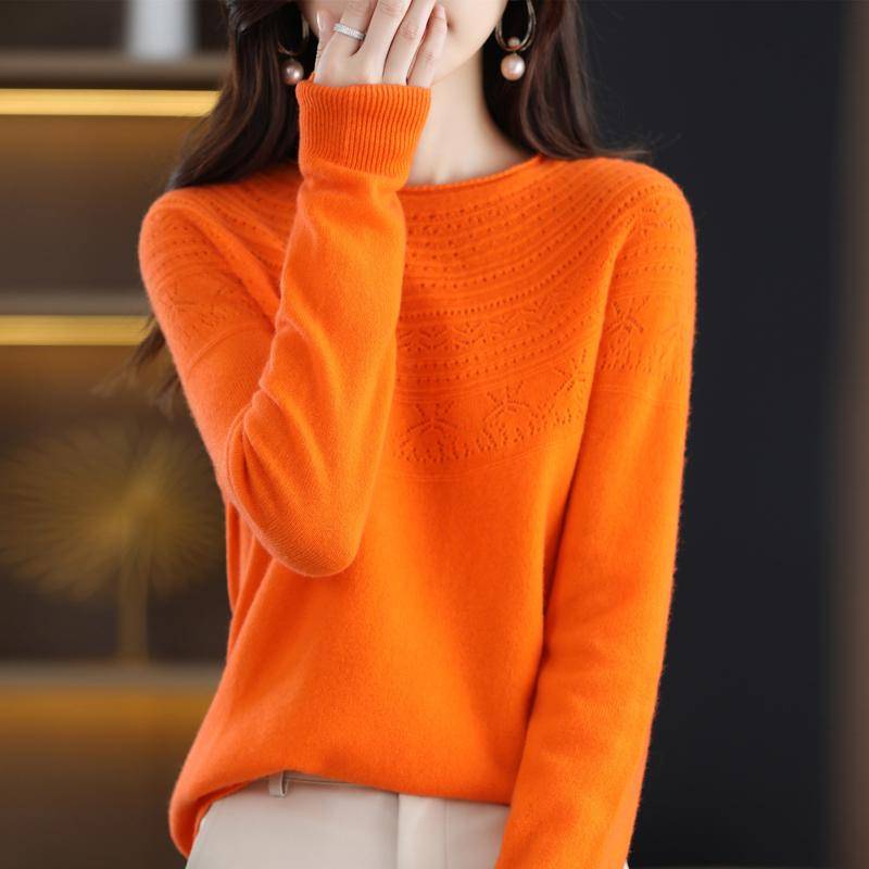 Gnade Komfort Herbst Winter Weibliche Mock-Neck Kaschmir 100% Merino Wolle Twisted Pullover Frauen Gestrickte Pullover Mode Lose ClothingTops XXL orange von Joom DACH