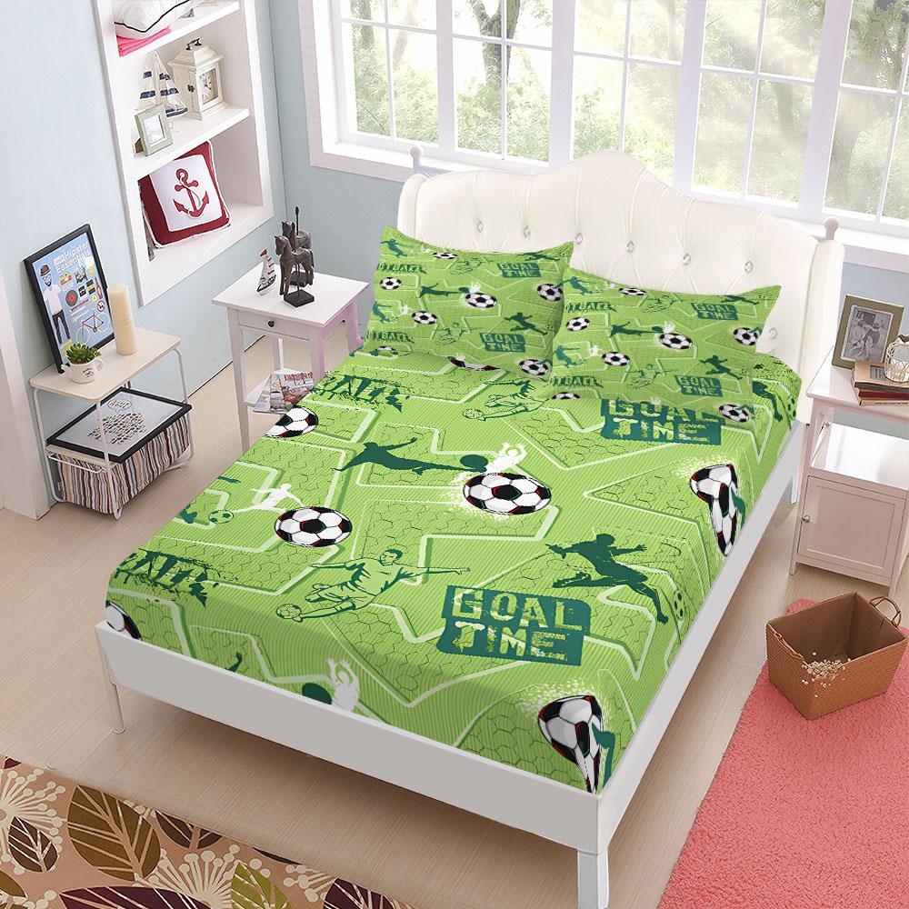 Goal Time Fußball Kinder Spannbettlaken Set King Queen Doppel Full Size Bettwäsche Set 90x200x15cm deep von Joom DACH