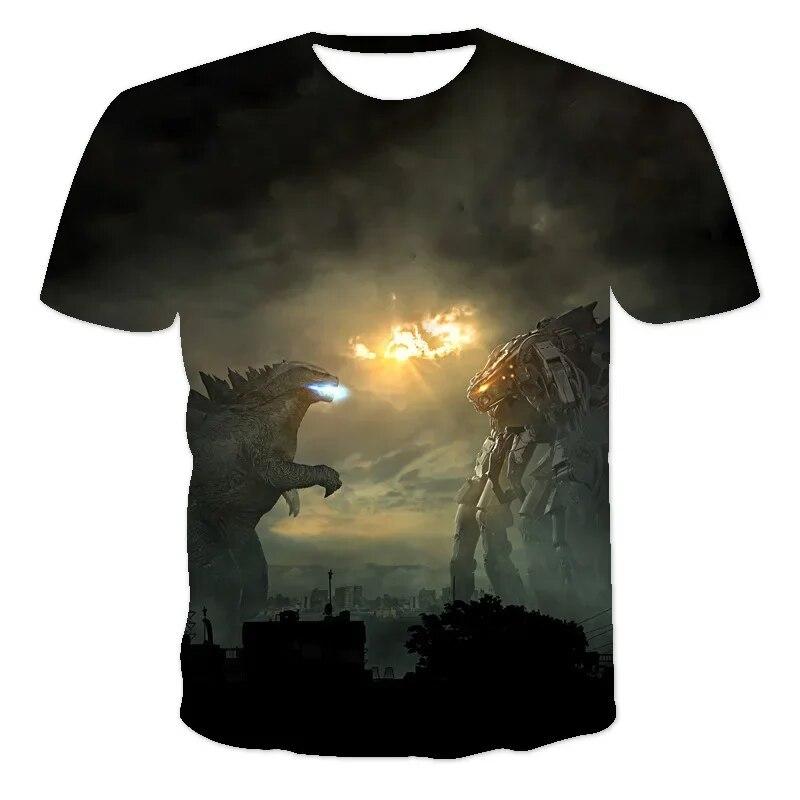 Godzilla Vs Monster King Kong T-Shirt 3D-Digitaldruck T-Shirt Cartoon Kinder Jungen Mädchen Kurzarm Sommerkleidung Geschenk 110cm von Joom DACH