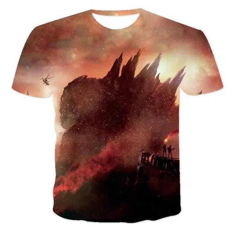 Godzilla Vs Monster King Kong T-Shirt 3D-Digitaldruck T-Shirt Cartoon Kinder Jungen Mädchen Kurzarm Sommerkleidung Geschenk 110cm von Joom DACH