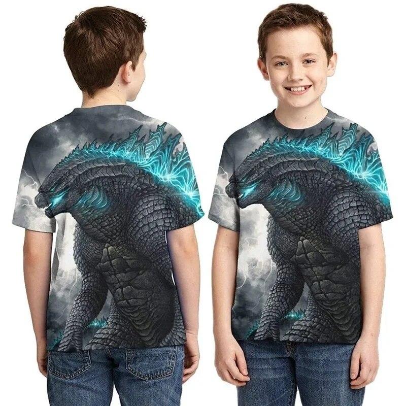 Godzilla Vs Monster King Kong T-Shirt 3D-Digitaldruck T-Shirt Cartoon Kinder Jungen Mädchen Kurzarm Sommerkleidung Geschenk 130cm von Joom DACH