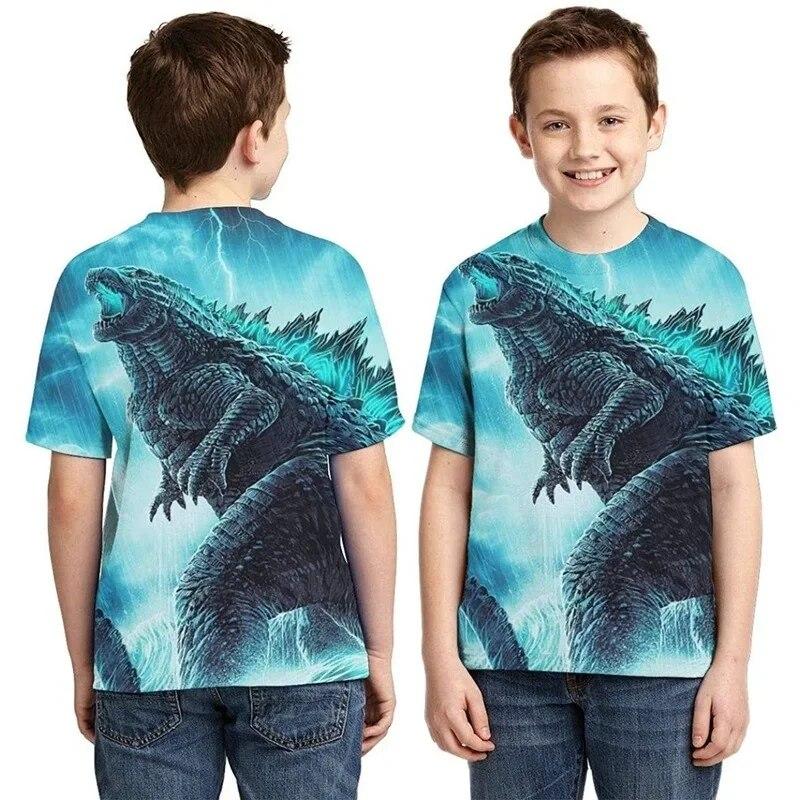 Godzilla Vs Monster King Kong T-Shirt 3D-Digitaldruck T-Shirt Cartoon Kinder Jungen Mädchen Kurzarm Sommerkleidung Geschenk 150cm von Joom DACH
