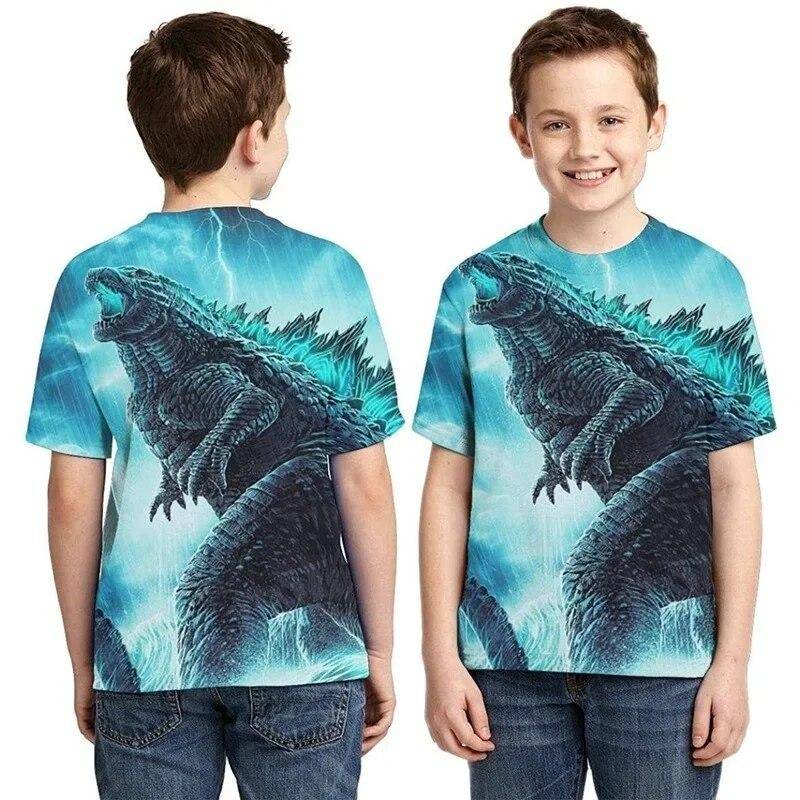 Godzilla Vs Monster King Kong T-Shirt 3D-Digitaldruck T-Shirt Cartoon Kinder Jungen Mädchen Kurzarm Sommerkleidung Geschenk 150cm von Joom DACH