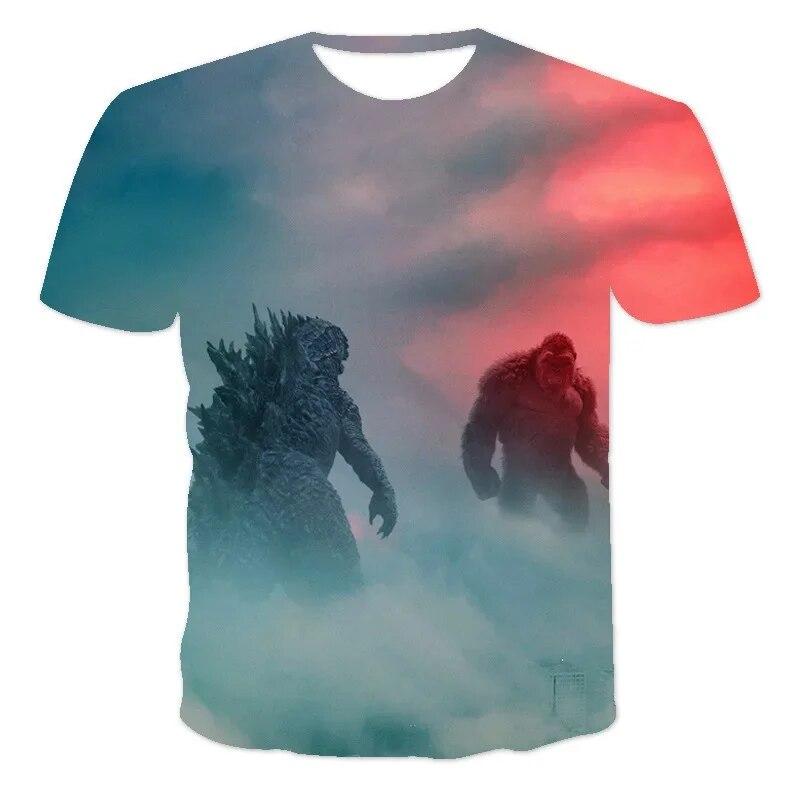 Godzilla Vs Monster King Kong T-Shirt 3D-Digitaldruck T-Shirt Cartoon Kinder Jungen Mädchen Kurzarm Sommerkleidung Geschenk 160cm von Joom DACH