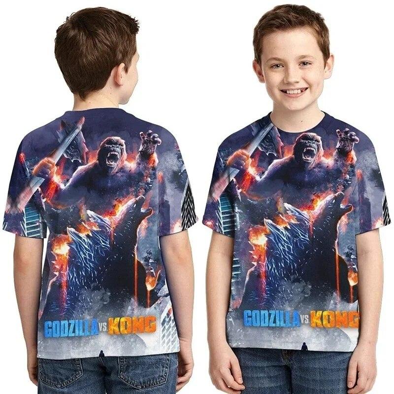 Godzilla Vs Monster King Kong T-Shirt 3D-Digitaldruck T-Shirt Cartoon Kinder Jungen Mädchen Kurzarm Sommerkleidung Geschenk 160cm von Joom DACH
