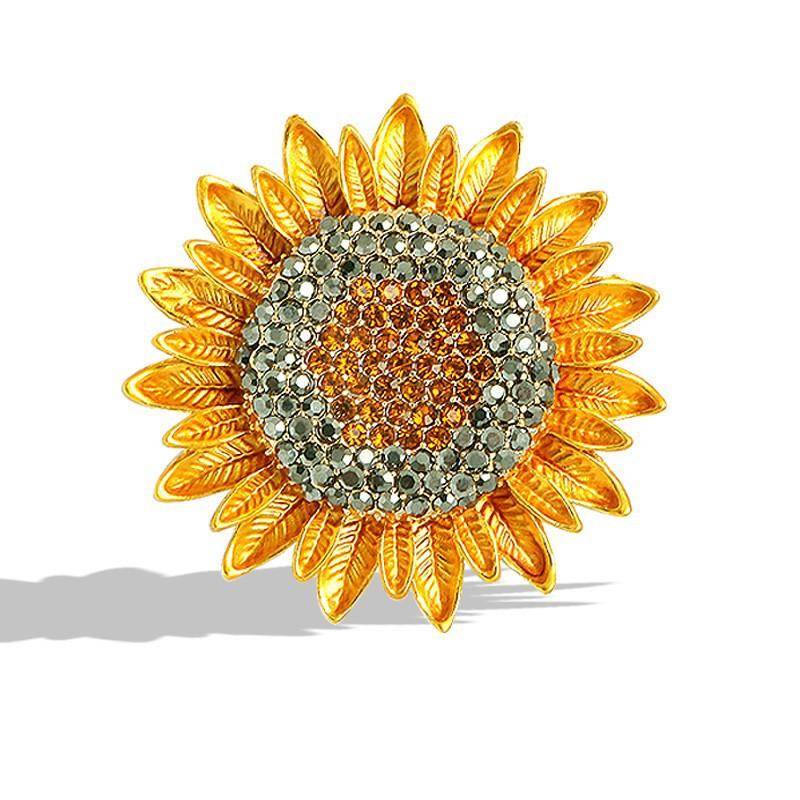 Gold Farbe Voll Strass Sonnenblumen Broschen Für Frauen Luxus Designer Klassische Vintage Metall Brosche Pins Schmuck Hochzeit Geschenke gelb von Joom DACH