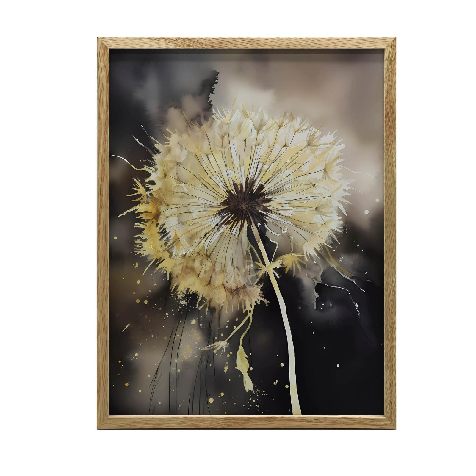 Goldene Pusteblume Goldene Pusteblume, 40X50 cm, Goldener Aluminiumrahmen, Mattes Papier 230 g/m² 54 von Joom DACH