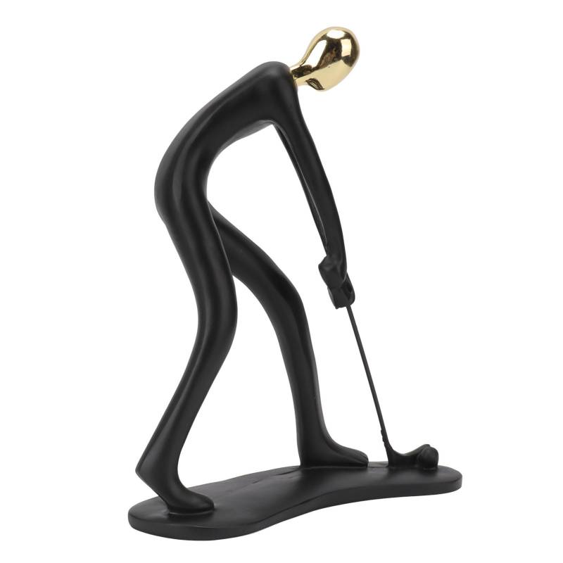 Golfer Skulptur Goldener Kopf Handgefertigt Abstraktes Harz Golfer Ornament für Zuhause Büro von Joom DACH