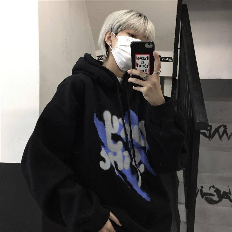Goth Harajuku Hoodies Damen Anime Übergroßes Sweatshirt Graffiti Cartoon Print Streetwear 5XL von Joom DACH