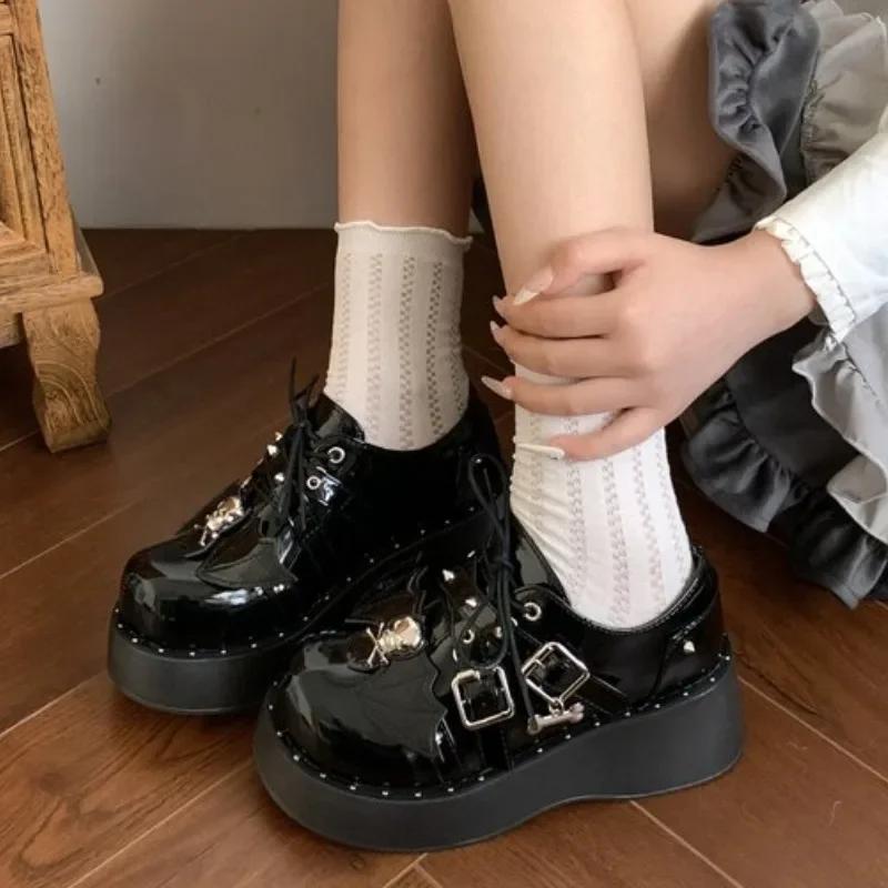 Gothic Chunky Plateau Wedges Denim Damen Mary Janes Schuhe Neu Y2k Süße Niedliche Mode Damen Schuhe Pumps Loafers Bequeme Schuhe 35 schwarz von Joom DACH