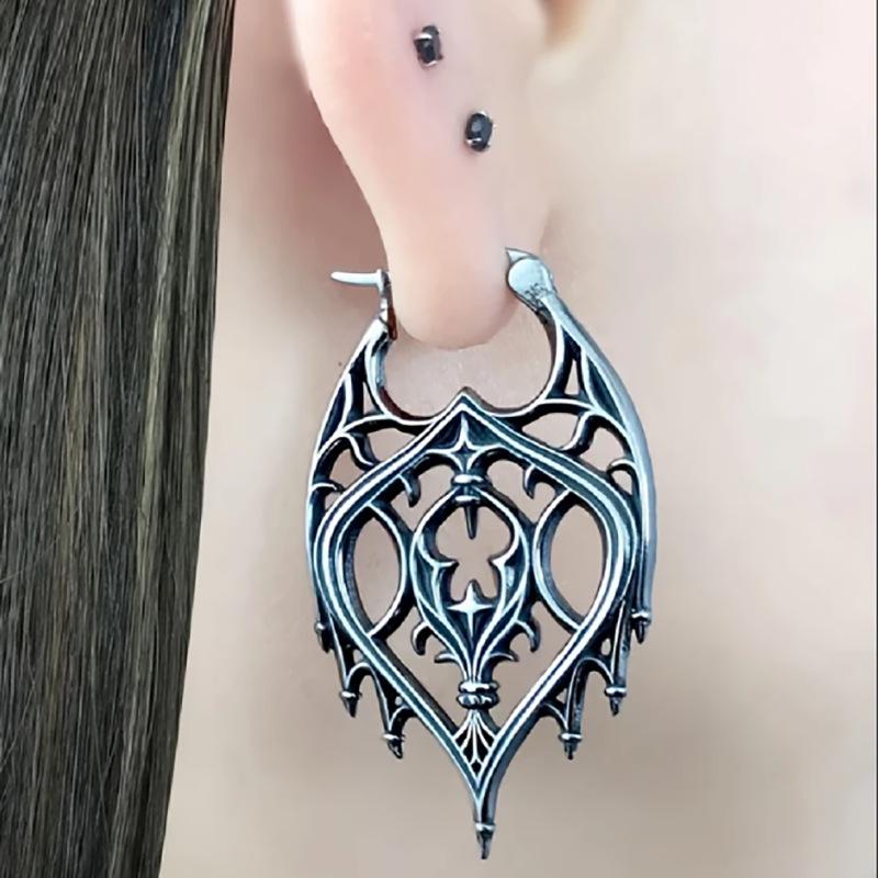 Gothic Kronleuchter Creolen für Damen Metall Hohlanhänger Geschnitzte Hofohrringe Goth Schmuck Geschenk von Joom DACH