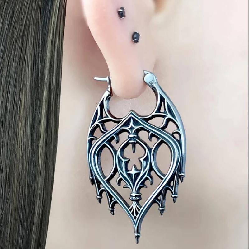 Gothic Kronleuchter Creolen für Damen Metall Hohlanhänger Geschnitzte Hofohrringe Goth Schmuck Geschenk von Joom DACH