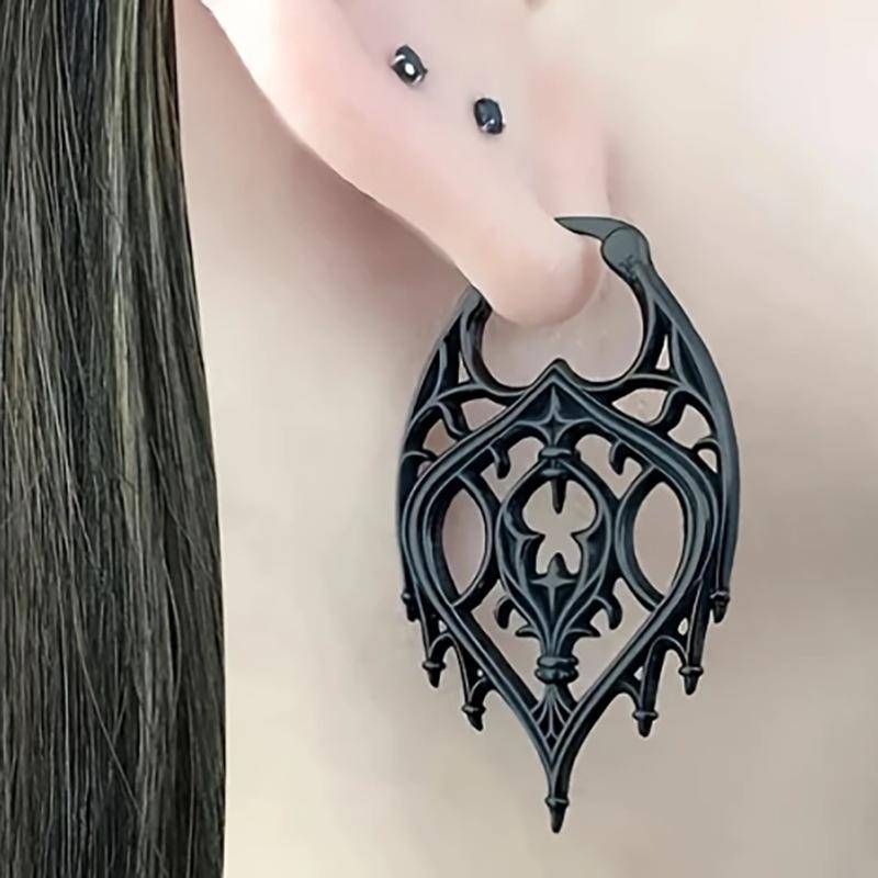 Gothic Kronleuchter Creolen für Damen Metall Hohlanhänger Geschnitzte Hofohrringe Goth Schmuck Geschenk von Joom DACH