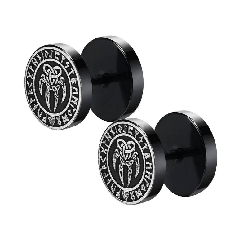 Gothic Nordische Wikinger Runen Ohrstecker für Männer Jungen, Rock Punk Edelstahl Valknut Wolf Kopf Kompass Keltische Knoten Ohrringe von Joom DACH