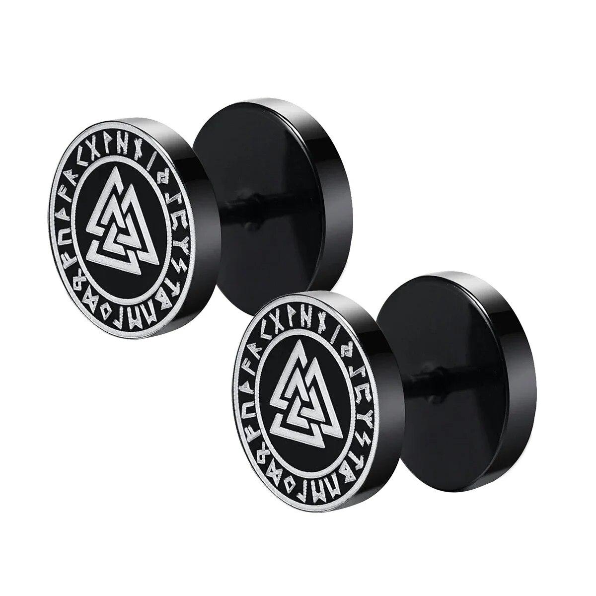 Gothic Nordische Wikinger Runen Ohrstecker für Männer Jungen, Rock Punk Edelstahl Valknut Wolf Kopf Kompass Keltische Knoten Ohrringe von Joom DACH