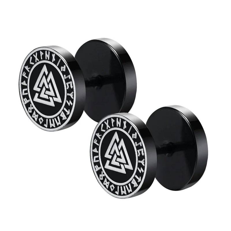 Gothic Nordische Wikinger Runen Ohrstecker für Männer Jungen, Rock Punk Edelstahl Valknut Wolf Kopf Kompass Keltische Knoten Ohrringe von Joom DACH