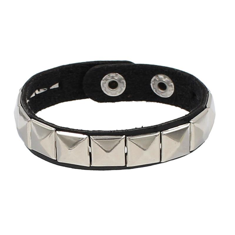 Gothic Punk Unisex PU Leder Armband Multilayer Rock Spikes Niet Ketten Armband Für Frauen Männer Freunde Schmuck 22cm schwarz von Joom DACH