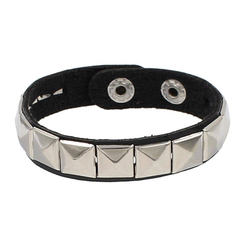 Gothic Punk Unisex PU Leder Armband Multilayer Rock Spikes Niet Ketten Armband Für Frauen Männer Freunde Schmuck 22cm schwarz von Joom DACH