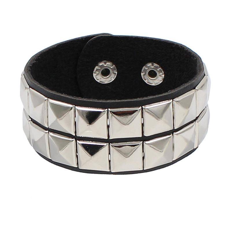 Gothic Punk Unisex PU Leder Armband Multilayer Rock Spikes Niet Ketten Armband Für Frauen Männer Freunde Schmuck 22cm schwarz von Joom DACH