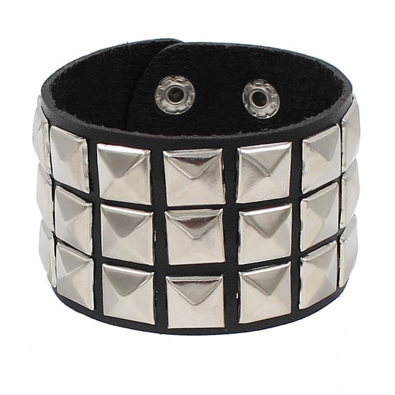Gothic Punk Unisex PU Leder Armband Multilayer Rock Spikes Niet Ketten Armband Für Frauen Männer Freunde Schmuck 22cm schwarz von Joom DACH