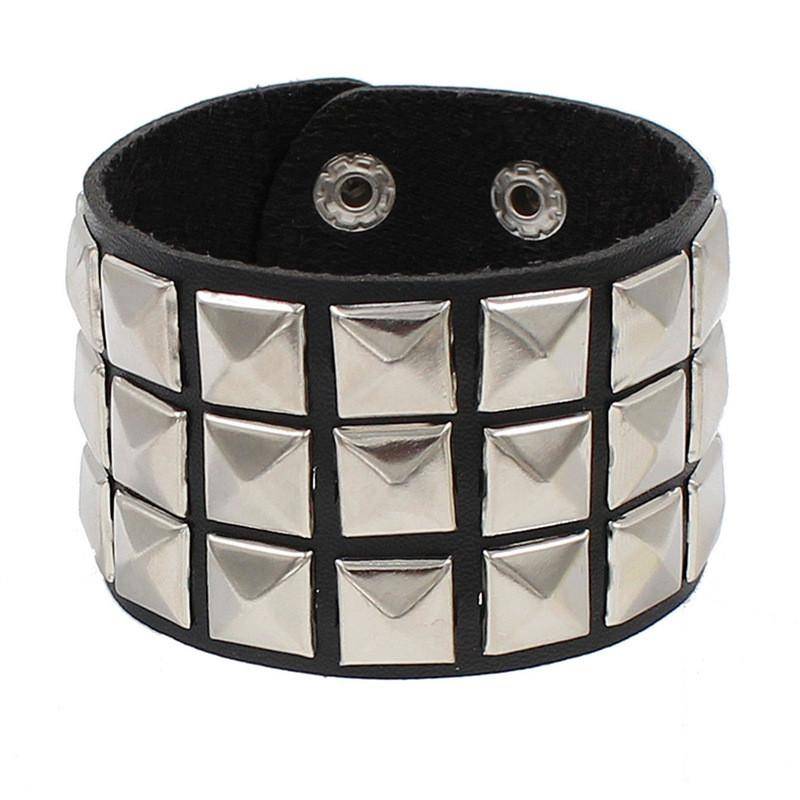 Gothic Punk Unisex PU Leder Armband Multilayer Rock Spikes Niet Ketten Armband Für Frauen Männer Freunde Schmuck 22cm schwarz von Joom DACH