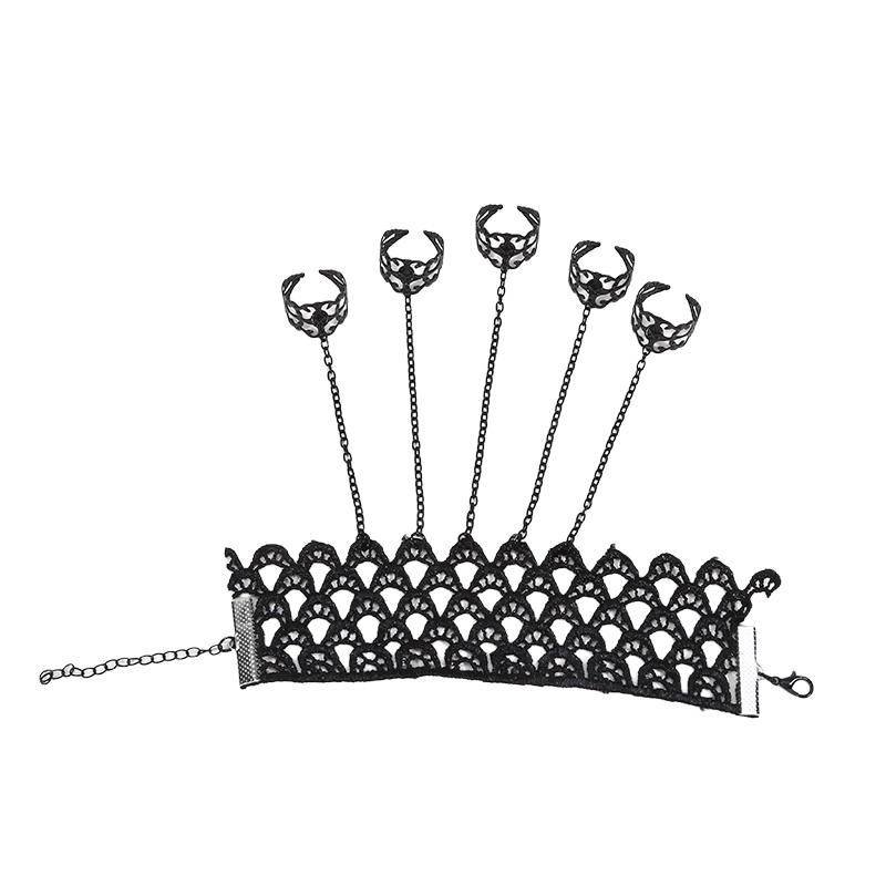 Gothic-Stil Übertriebene Persönlichkeit Einteilige Fingerkette Damen Retro Hohl Quaste Nagel Rücken Kette One Size schwarz von Joom DACH