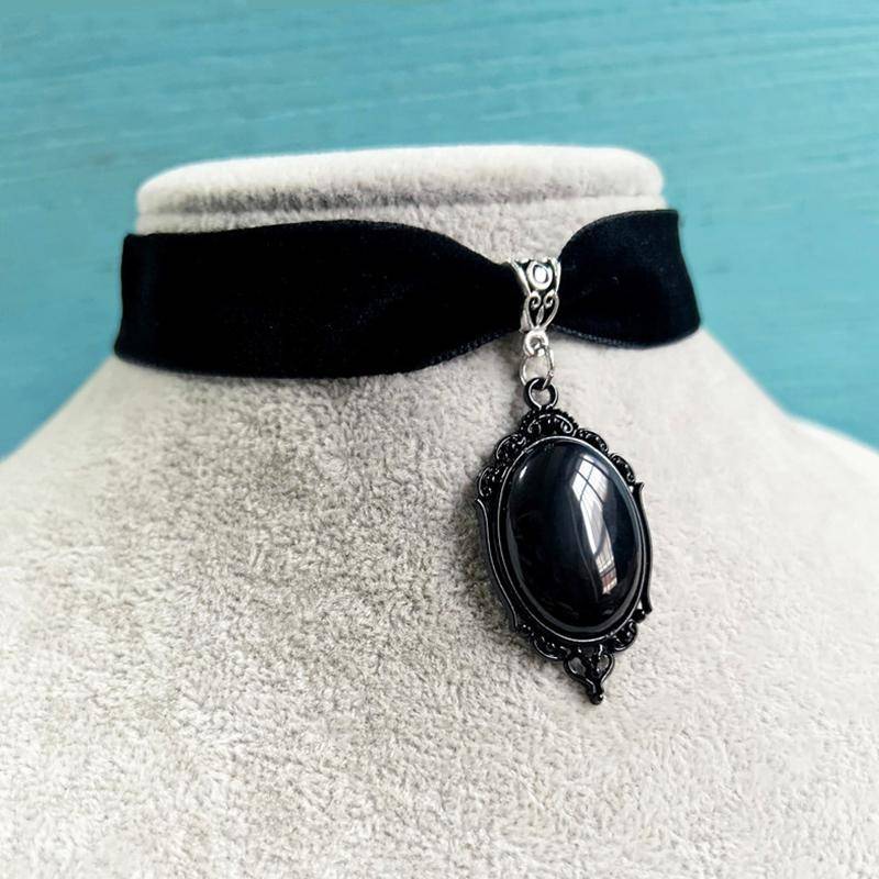 Gothic Vampire Cameo Anhänger Halsband Samt Halskette für Frauen Mode Hexerei von Joom DACH