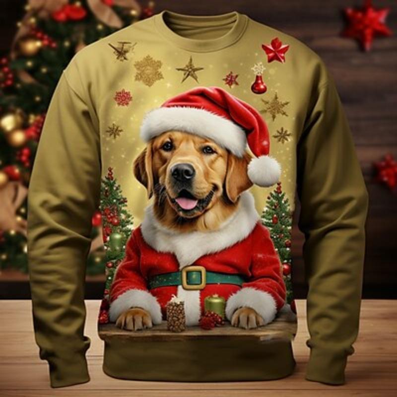 Grafik Santa Fashion Casual Herren 3D Druck T-Shirt T-Shirt Weihnachten T-Shirt Langarm Rundhals Shirt Frühling Herbst Kleidung M von Joom DACH