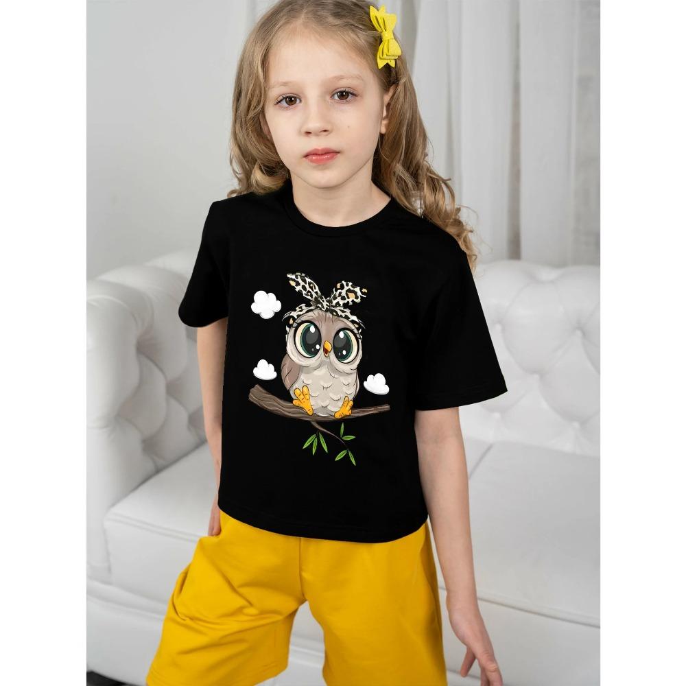 Grafische Cartoon Eulen T-Shirts T-Shirts für Kinder Mädchen Kleidung Kinderbekleidung für Mädchen T-Shirt Mädchen Sommer 5-6Y von Joom DACH