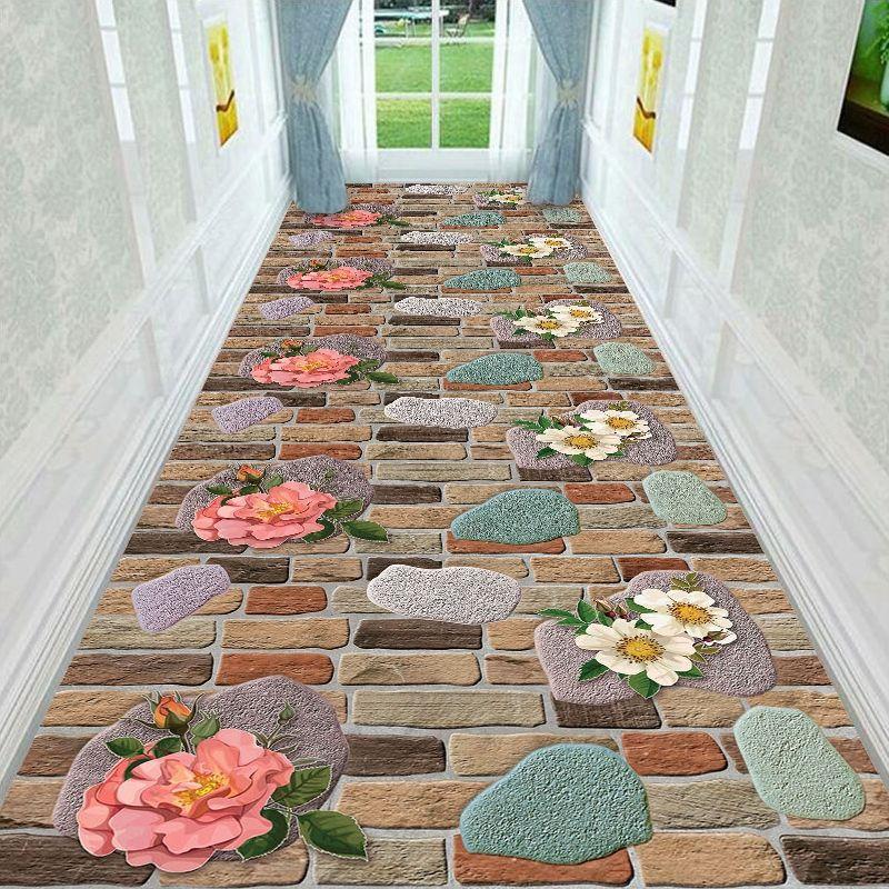 Gras Spaziergang Pfad Brücke 3D Teppich Korridor Flur Schlafzimmer Teppich Blume Wohnzimmer Bereich Teppich waschbare Küche Matte Indoor Fußmatte W80*H100CM von Joom DACH