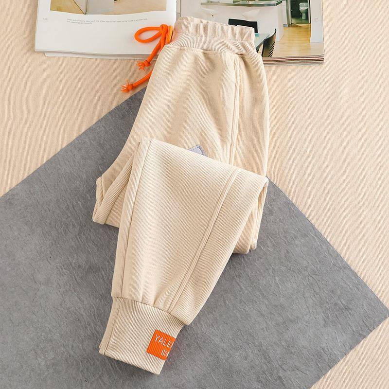 Graue Damen-Sweathose Herbst Winter Baggy Fleece Streetwear Übergröße Sporthose Schwarz Dicke Jogginghose Streetwear-Hose S beige von Joom DACH