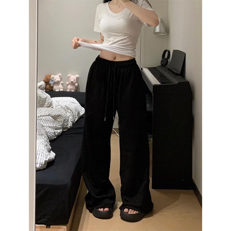 Graue Jogginghose Weite Beinhose Damen Casual Oversize Sporthose Koreanische Streetwear Vintage Gerade Jogger M von Joom DACH