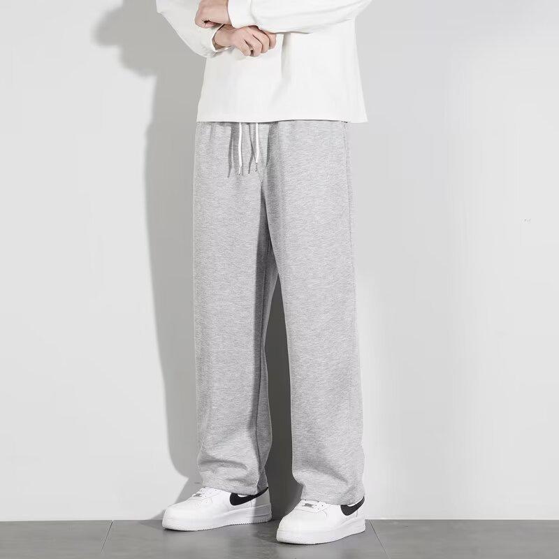 Graue Jogginghose mit weitem Bein und lockerer Passform für Herren für Frühling & Herbst L graue von Joom DACH