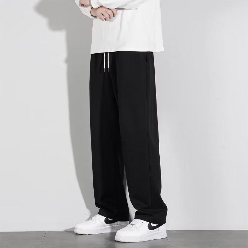 Graue Jogginghose mit weitem Bein und lockerer Passform für Herren für Frühling & Herbst M schwarz von Joom DACH